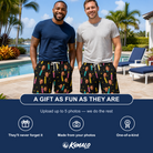 Friends in matching Men's Wick Winks Custom Face Beach Shorts — a group gift photo
