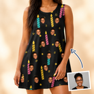 Woman wearing Women's Wick Winks Custom Face Tank Dress — custom faces printed all-over