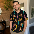 Real-life photo of someone wearing Men's Wick Winks Custom Face Polo Shirt — custom faces printed all-over