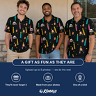 Friends in matching Men's Wick Winks Custom Face Polo Shirt — a group gift photo