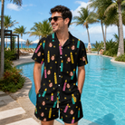 Real-life photo of someone wearing Men's Wick Winks Custom Face Shirt & Shorts Set — custom faces printed all-over