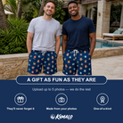 Friends in matching Men's Surprise Stacks Custom Face Beach Shorts — a group gift photo