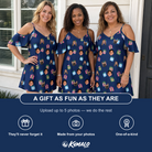 Friends in matching Women's Surprise Stacks Custom Face Off-Shoulder Dress — a group gift photo