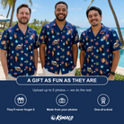 Friends in matching Men's Surprise Stacks Custom Face Hawaiian Shirt — a group gift photo