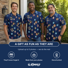 Friends in matching Men's Surprise Stacks Custom Face Polo Shirt — a group gift photo