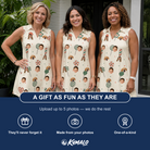 Friends in matching Women's Candy Constellation Custom Face V-Neck Dress — a group gift photo