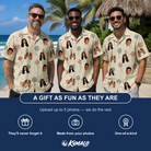 Friends in matching Men's Candy Constellation Custom Face Hawaiian Shirt — a group gift photo