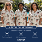 Friends in matching Women's Candy Constellation Custom Face Hawaiian Shirt — a group gift photo