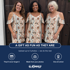 Friends in matching Women's Pennant Parade Custom Face Off-Shoulder Dress — a group gift photo