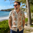Real-life photo of someone wearing Men's Pennant Parade Custom Face Hawaiian Shirt — custom faces printed all-over