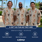 Friends in matching Men's Pennant Parade Custom Face Hawaiian Shirt — a group gift photo