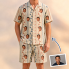 Man wearing Men's Pennant Parade Custom Face Shirt & Shorts Set — custom faces printed all-over