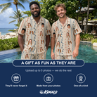 Friends in matching Men's Pennant Parade Custom Face Shirt & Shorts Set — a group gift photo