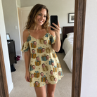 Real-life photo of someone wearing Women's Gift Glee Custom Face Off-Shoulder Dress — custom faces printed all-over