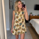 Real-life photo of someone wearing Women's Gift Glee Custom Face Tank Dress — custom faces printed all-over