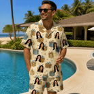 Real-life photo of someone wearing Men's Gift Glee Custom Face Shirt & Shorts Set — custom faces printed all-over