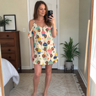 Real-life photo of someone wearing Women's Sweet Stackers Custom Face Off-Shoulder Dress — custom faces printed all-over