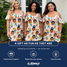 Friends in matching Women's Sweet Stackers Custom Face Off-Shoulder Dress — a group gift photo