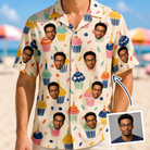 Man wearing Men's Sweet Stackers Custom Face Hawaiian Shirt — custom faces printed all-over