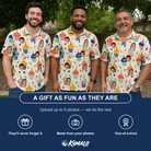 Friends in matching Men's Sweet Stackers Custom Face Polo Shirt — a group gift photo