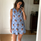 Real-life photo of someone wearing Women's Flirt Filters Custom Face V-Neck Dress — custom faces printed all-over