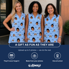 Friends in matching Women's Flirt Filters Custom Face V-Neck Dress — a group gift photo