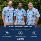 Friends in matching Men's Flirt Filters Custom Face Polo Shirt — a group gift photo
