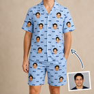 Man wearing Men's Flirt Filters Custom Face Shirt & Shorts Set — custom faces printed all-over