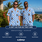 Friends in matching Men's Flirt Filters Custom Face Shirt & Shorts Set — a group gift photo