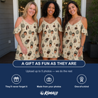Friends in matching Women's Glitz Gals Custom Face Off-Shoulder Dress — a group gift photo