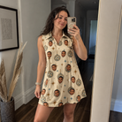 Real-life photo of someone wearing Women's Glitz Gals Custom Face V-Neck Dress — custom faces printed all-over