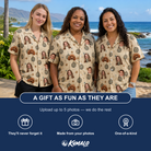 Friends in matching Women's Glitz Gals Custom Face Hawaiian Shirt — a group gift photo