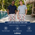 Friends in matching Men's Vow Visors Custom Face Beach Shorts — a group gift photo