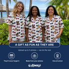 Friends in matching Women's Vow Visors Custom Face Hawaiian Shirt — a group gift photo