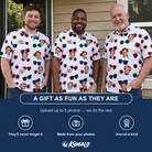 Friends in matching Men's Vow Visors Custom Face Polo Shirt — a group gift photo