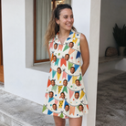 Real-life photo of someone wearing Women's Tulle Tumble Custom Face V-Neck Dress — custom faces printed all-over