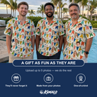 Friends in matching Men's Tulle Tumble Custom Face Hawaiian Shirt — a group gift photo