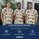 Friends in matching Men's Tulle Tumble Custom Face Polo Shirt — a group gift photo