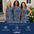Friends in matching Women's Bridal Batter Custom Face V-Neck Dress — a group gift photo
