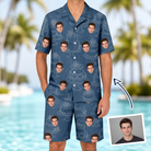 Man wearing Men's Bridal Batter Custom Face Shirt & Shorts Set — custom faces printed all-over