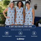 Friends in matching Women's Pearl Parade Custom Face V-Neck Dress — a group gift photo