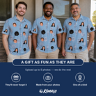 Friends in matching Men's Pearl Parade Custom Face Polo Shirt — a group gift photo