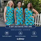 Friends in matching Women's Pineapple Pals Custom Face V-Neck Dress — a group gift photo