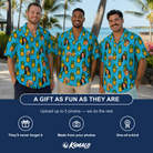 Friends in matching Men's Pineapple Pals Custom Face Hawaiian Shirt — a group gift photo