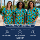 Friends in matching Women's Pineapple Pals Custom Face Hawaiian Shirt — a group gift photo