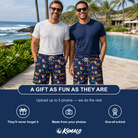 Friends in matching Men's Ray Reunion Custom Face Beach Shorts — a group gift photo