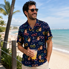 Real-life photo of someone wearing Men's Ray Reunion Custom Face Hawaiian Shirt — custom faces printed all-over