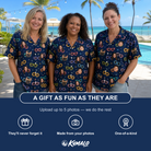 Friends in matching Women's Ray Reunion Custom Face Hawaiian Shirt — a group gift photo