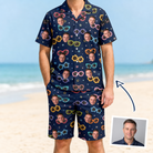 Man wearing Men's Ray Reunion Custom Face Shirt & Shorts Set — custom faces printed all-over