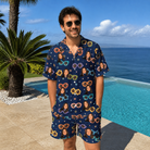 Real-life photo of someone wearing Men's Ray Reunion Custom Face Shirt & Shorts Set — custom faces printed all-over